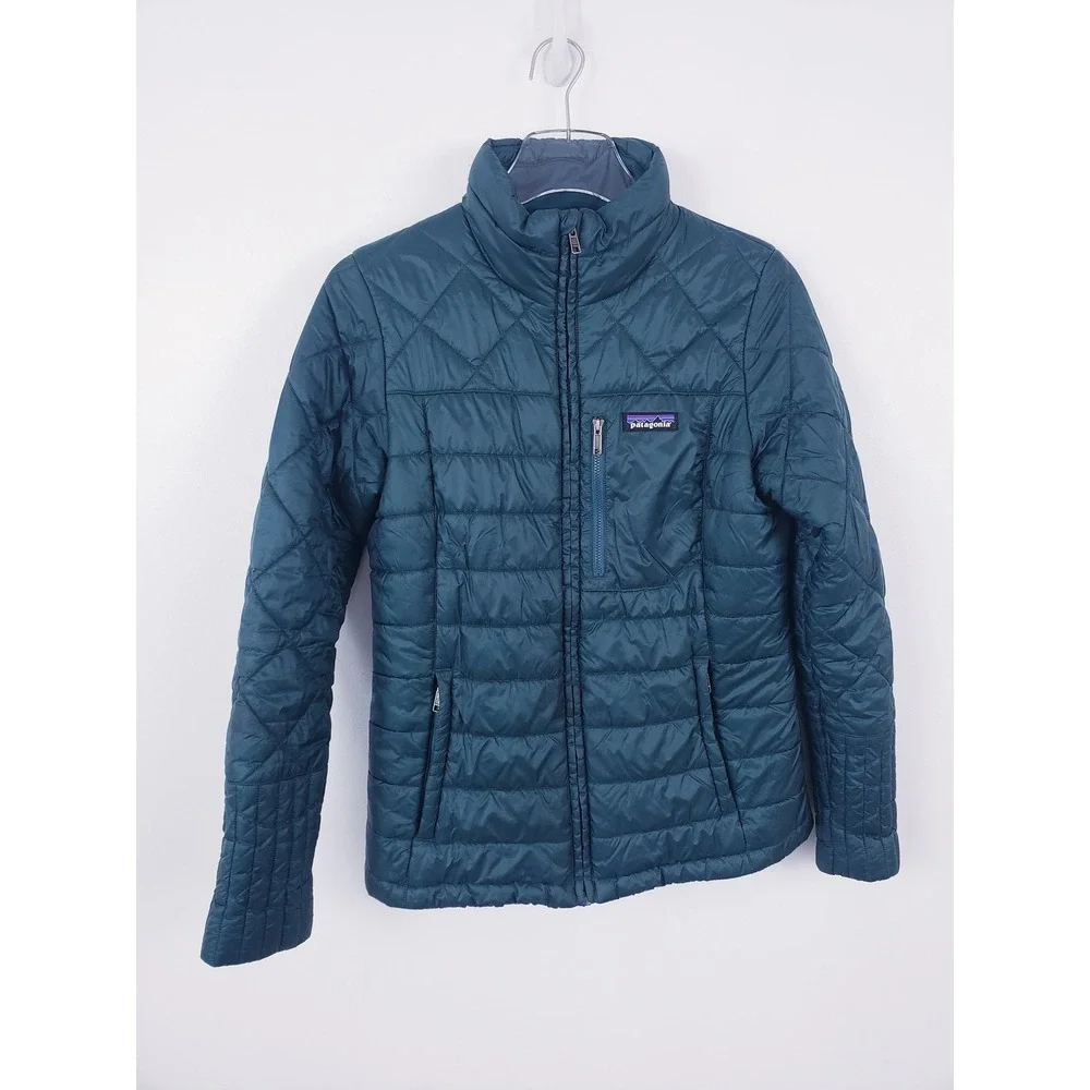 Patagonia Women's Radalie Jacket Green Quilted Full Zip Nano Puff Size Small